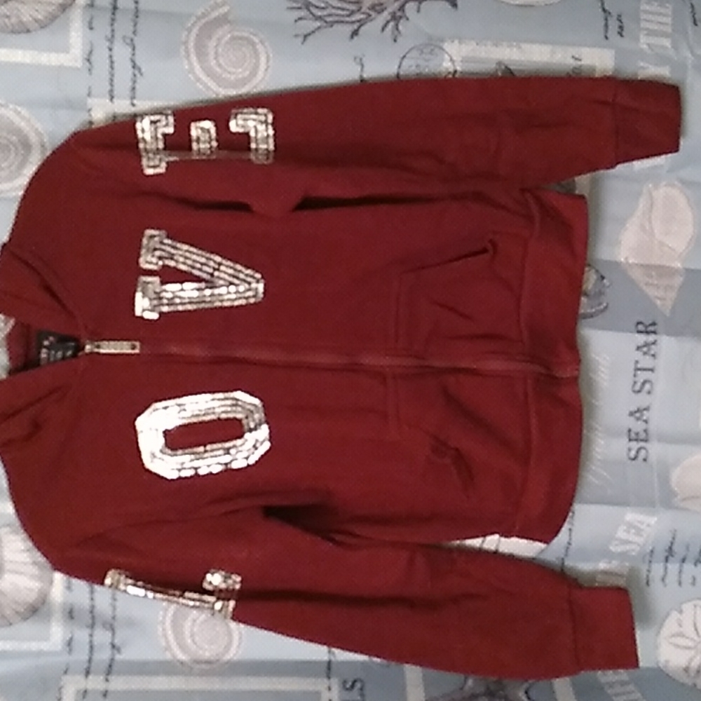 Women's Thrill 94 Maroon Love Zipper Hoodie Size M